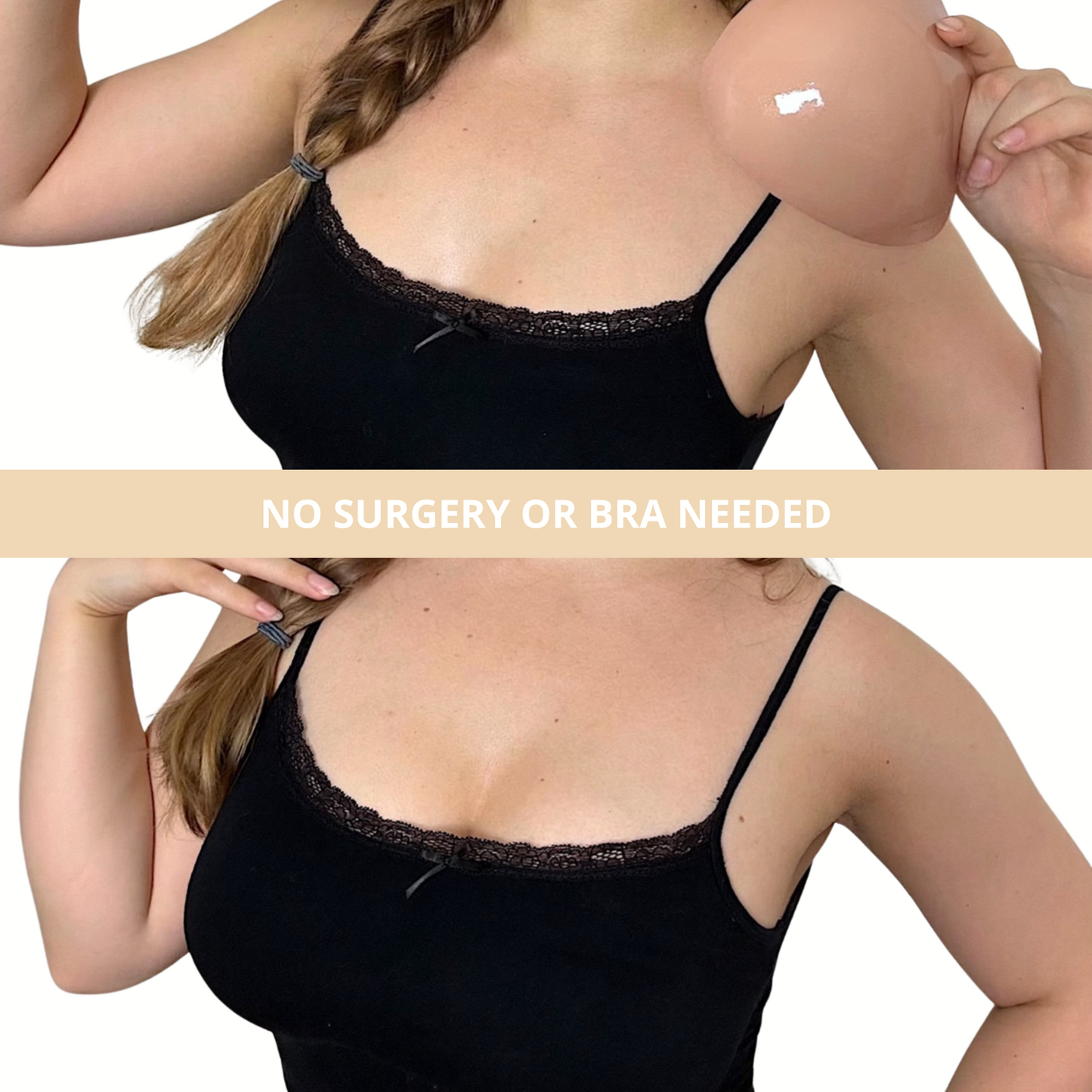 Boobsy Sticky Bra Inserts - instant invisible lift, 2 size boost, washable and reusable